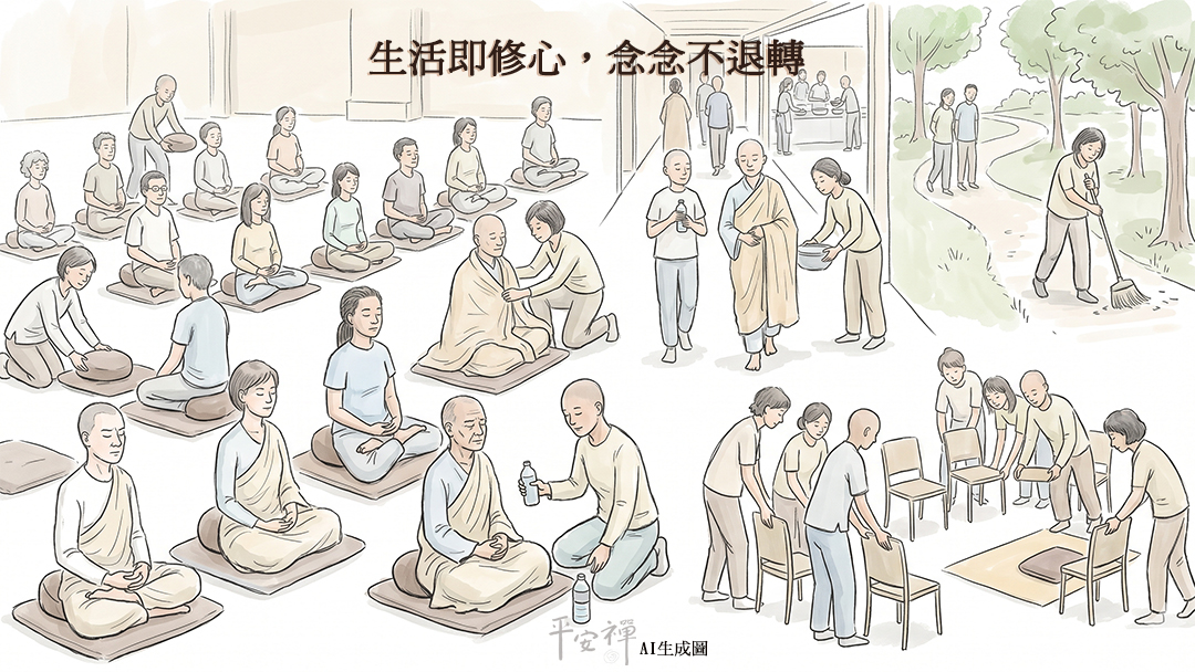 平安禪,靜坐,冥想,禪修,四步驟,覺知,坐禪,護關,法工,心道法師,頌缽,斷食禪,禪友會,讀書會
